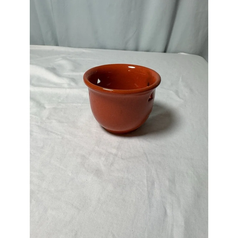 Jack-O-Lantern Halloween Pumpkin Ceramic Candle Holder Orange Pier1 Vintage